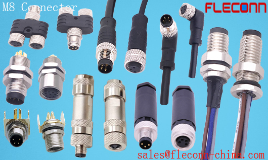 FLECONN can supply 3 4 5 6 8 pin pole male and female IP67 waterproof circular M8 connector, overmoulded M8 cable for small sensor and actuator