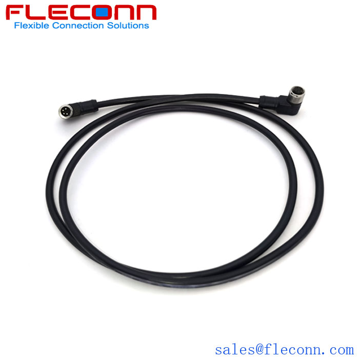 m8 4 pin female cable with 0.5m tpu jacket and open ended cord set for robot and automation control system.