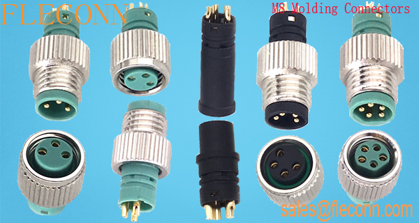 FLECONN can supply 3 4 5 6 8 pin pole male and female IP67 waterproof circular M8 connectors, overmoulded M8 cable for small sensor and actuator
