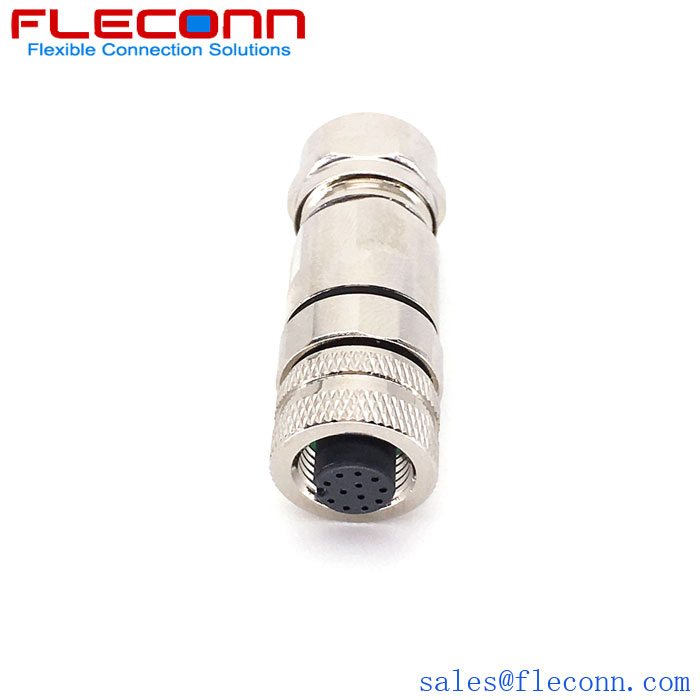 M12 12 Pin Female Assembled Cable Connector