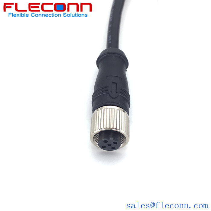 M12 B-Coded Female Injection Molded Waterproof Cable