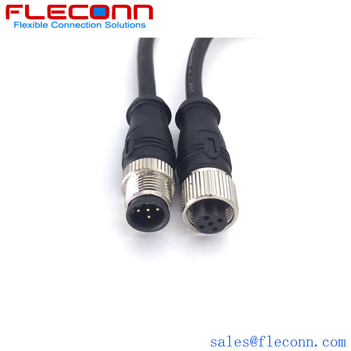 M12 5 Pin B-Coded Double Ended Male To Female Waterproof Cable