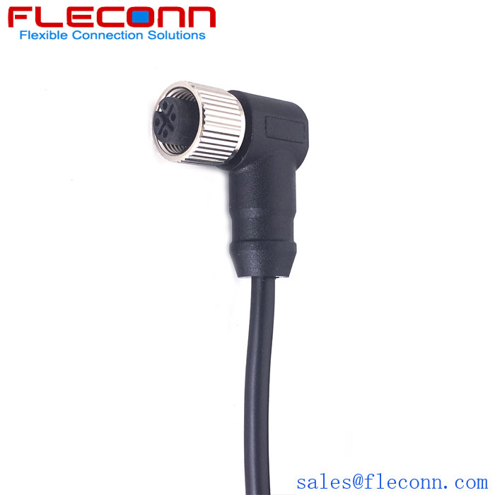 M12 4 Pin A-Coded Female Automatic Right Angle Cable