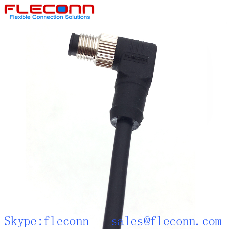 M8 Cable, 3-Positions, Right Angle, Male Plug, IP67 Waterproof Sensor Cable