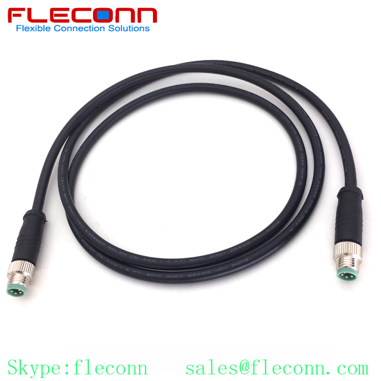 M8 4 Pin Male to Male Straight Connector Plug Cable, IP67 Waterproof Cordset
