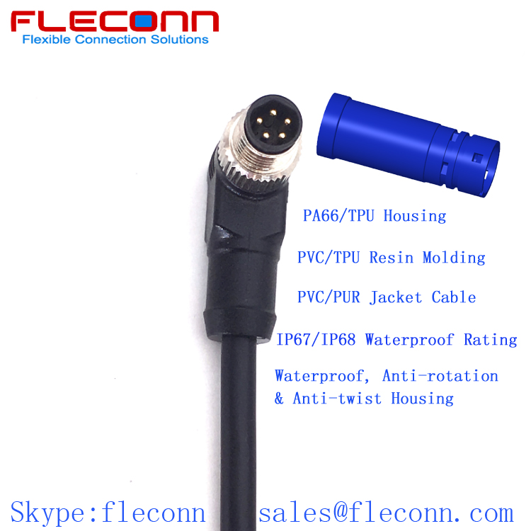 m8 4 pin male cable with ip67 protection class for automation equipment manufacturer