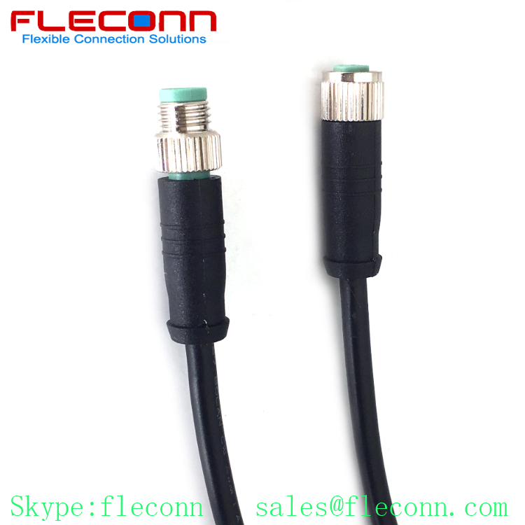 M8 B-code 3 Pin 4 Position 5 Pole 6 8 Pos Male to Female Cable, Straight Overmolded Connector Cable