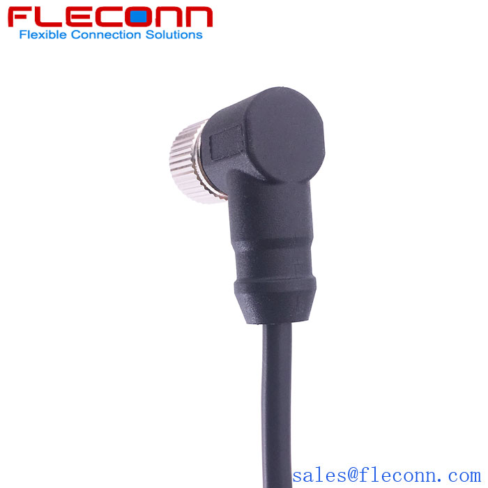 M12 A-coding 4 Pin 90 Degree Angle Female Cable, IP67 Waterproof Cable