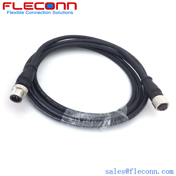 M12 5 Pin Male To Female Straight Waterproof Connector Cable