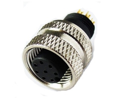 M12 Connector Female Sockets Molding Type A coding 8 pins