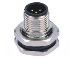 M12 Male Connectors Panel Front Mount Soldered Type