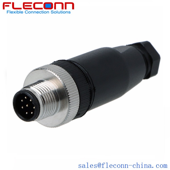 M12 8 Pin Connector M12 8-pin male Connector in the company of FLECONN China